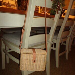 NWOT Universal Thread Wicker Basket Bag Natural Snap Closure Adj. Shoulder Strap